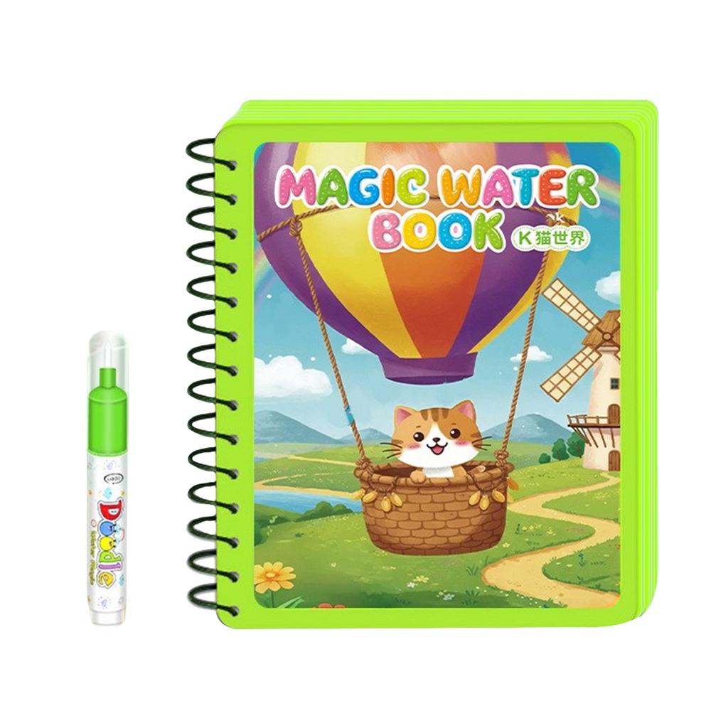 Children Early Educational Water Drawing Book and Water Pen Set Reusable Cartoon Coloring Magic Book for Kids Travel Use