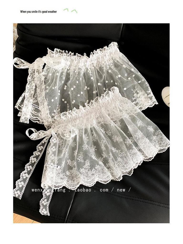 Корейская сетчатая кружевная штора в горошек для задней части: Шикарный многослойный поясной аксессуар для девушек, носить с брюками и юбками.