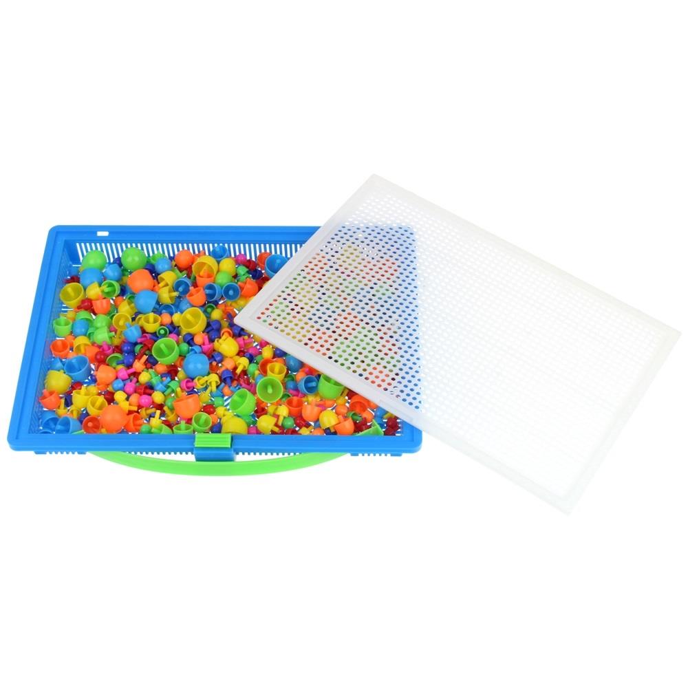 Button Puzzle Mosaic Puzzle Mushroom Pushpins in a Montessori Suitcase