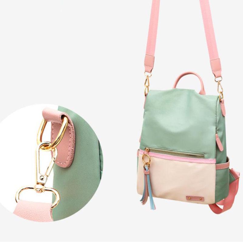 Yogodlns Women Girl's Patchwork Contrast Color Nylon Backpack Travel School Bag Shoulder Bag Rucksack Bookbag New