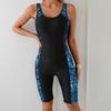 European and American One-piece Swimwear Printed Splicing Conservative Sports Tight Competitive Swimsuit