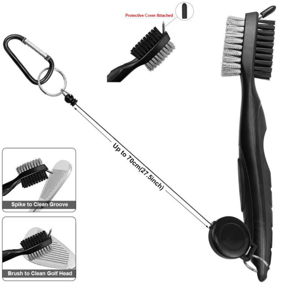 Portable Golf Accessories Double Sided Golf Club Brush Clip To Bag Groove Cleaner Cleaning Tool