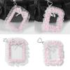 Bow Ruffle Lace Photocard Holder Keychain Id Card Holder Protective Sleeve Credit Card Holder Protector Pendant Keychain