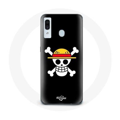 Coque - One Piece - Samsung Galaxy A20 - Souple - Noir - Manga Tete De Mort