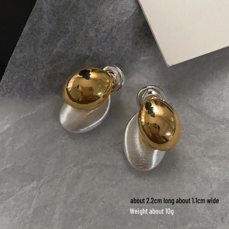 High-End Geometric Color Block Ear Cuffs: Unique European & American Style Water Drop Earrings for Women