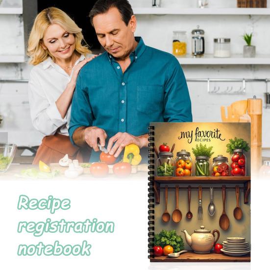 Spiral Recipe Binder Notebook Personalized Kitchen Meal Planner with Thick Paper Leak-Proof Cookbook Gift for Home & Office Use