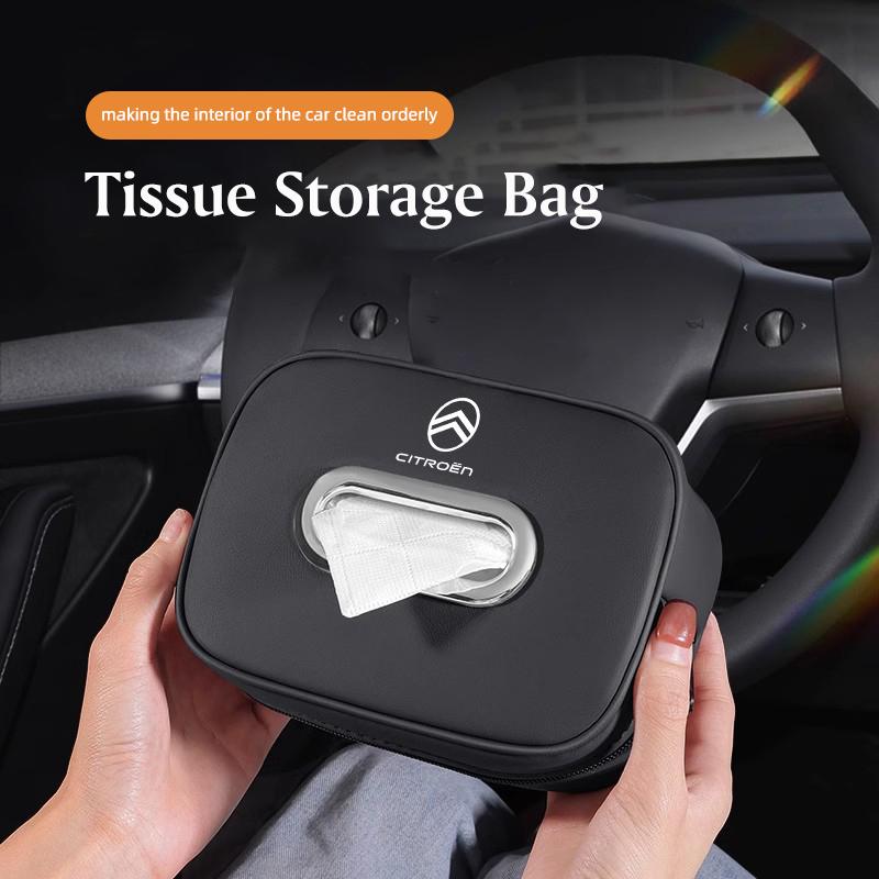 ALB1 Car Tissue Organizer Bag Paper Towel Storage Box Accessories For Citroen e-C3 e-C4 X C5X C3 C4 Cactus Picasso C-Crosser C6 C1