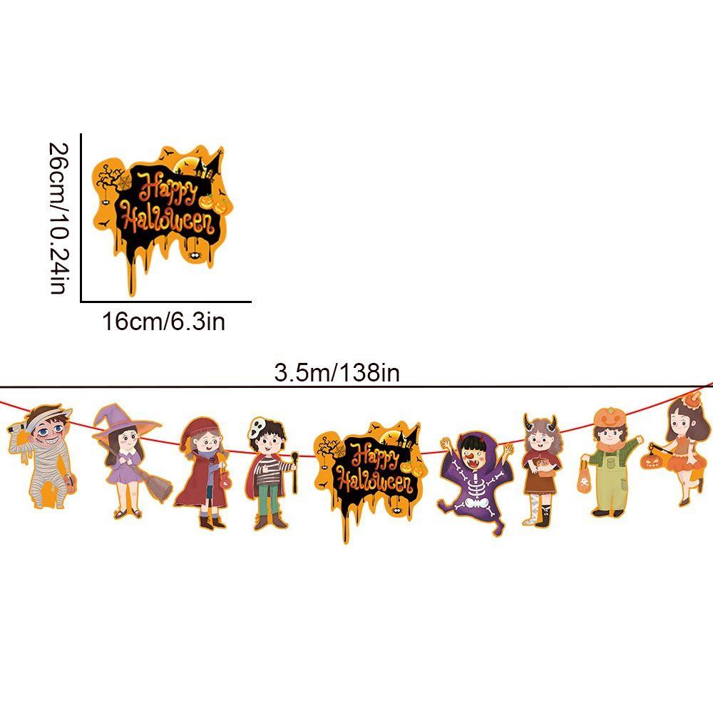 Hanging Happy Halloween Paper Banner Paper Pumpkin Letter Flag  Haunted House