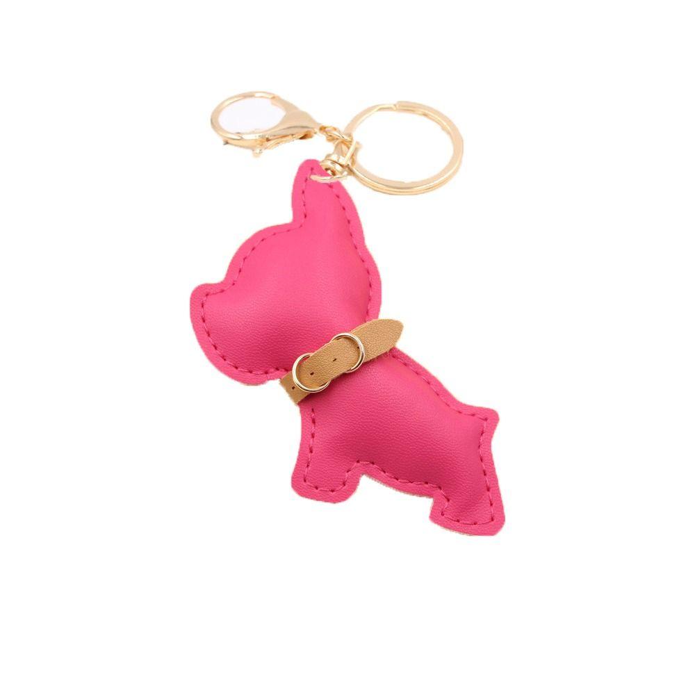 Fashion DIY Super Fierce Bulldog Key Chain Kawaii Dog Car Keychain PU Leather Bag Pendant Bag Accessories