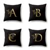 Polyester Pillowcase Car Decoration Black Gold Flower Pillowcase 26 English Letters Home Cushion Cover