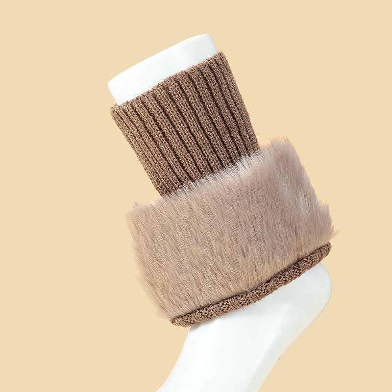 Женские пушистые вязаные гетры – однотонные, короткие, с отворотами, для осени и зимы.