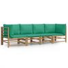VidaXL Garden Lounge Set 4 Pcs with Cushions Green Bamboo 3155152