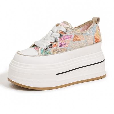 Женские летние уличные слипоны, толстая подошва, высокая платформа, белые туфли, дышащая сетка, универсальная плоская обувь, сандалии