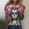 3D Printed Sexy Girls T Shirt For Women Horror Undead Skull Pattern Tees Summer Casual O-Neck Tops Short Sleeves Loose T-Shirts