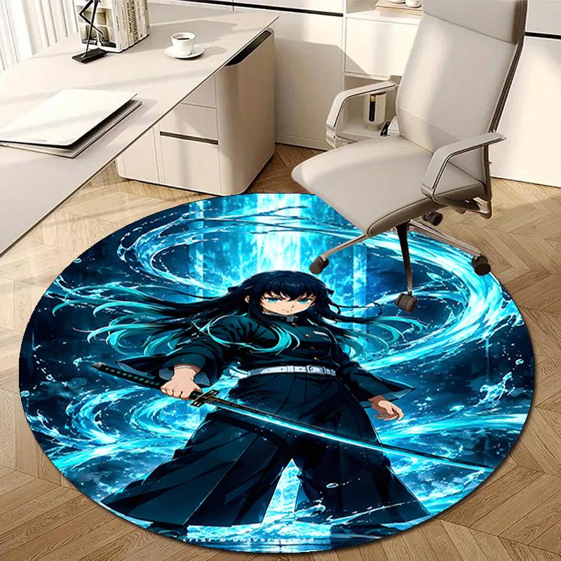 1pc Tokitou Muichirou Print Round Carpet Chair Round Carpet Suitable for Bedroom Living Room Home Decorative Carpet