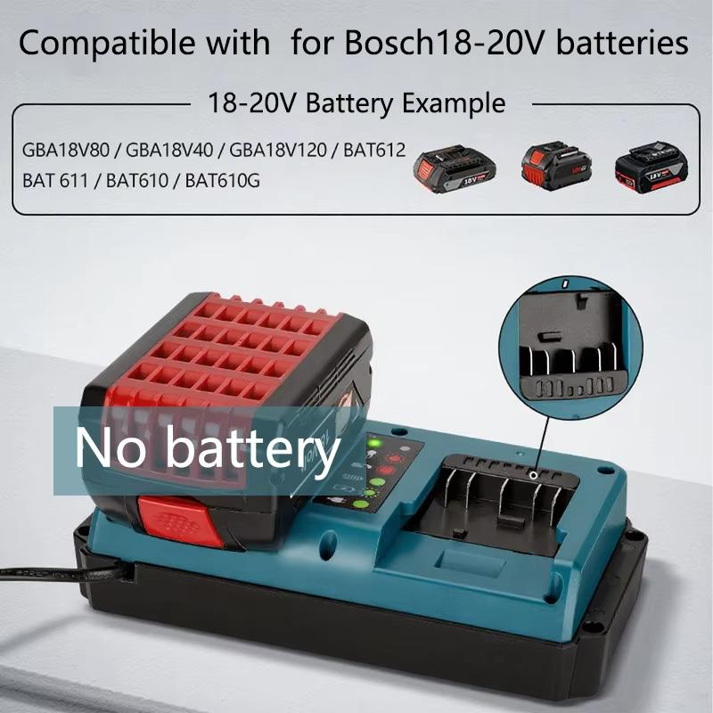 Battery Charger For Bosch Replacement Charger Station Suitable for Bosch 18V BAT609 BAT609G Lithium-Ion Battery 2-Port Charging
