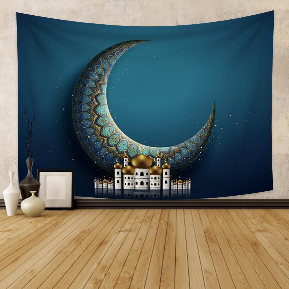 Яркий настенный гобелен с полной луной и звездами, мечтательный ночной вид, гобелен, абстрактный домашний декор, гобелен для спальни, гостиной, общежития