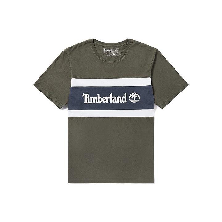 Timberland Футболка с коротким рукавом Color Block, мужские топы, армейско-зеленый A22S1Z29