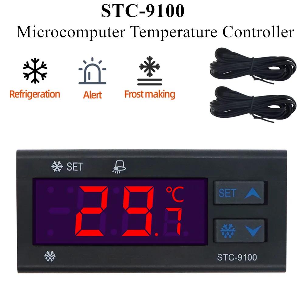 STC-9100 Digital Temperature Controller 12V 24V 220V Regulator Cold Storage Freezer Sensor Hygrometer Refrigeration Frost Alarm