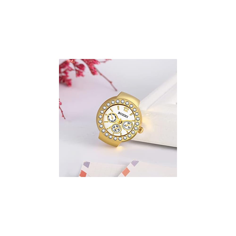 Женские часы-кольцо Jewelrywe с цифровым циферблатом, Декоративный дизайн, Стиль для пар, Золотой