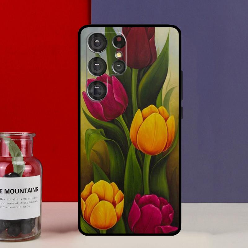 Чехол Funda с цветком тюльпана для Samsung Galaxy S25 Ultra S9 S10 S20 S21 FE S22 S23 Plus S24 Ultra
