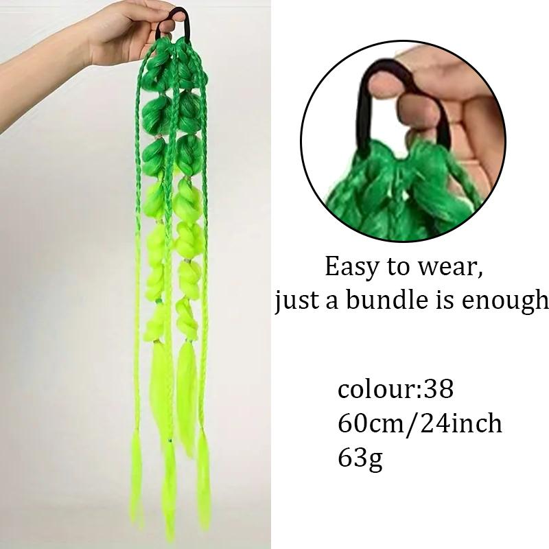 Y2K Style Gradient Bow Bubble Braided Ponytail Women's High-temperature Synthetic Ponytail Suitable for Various Occasions