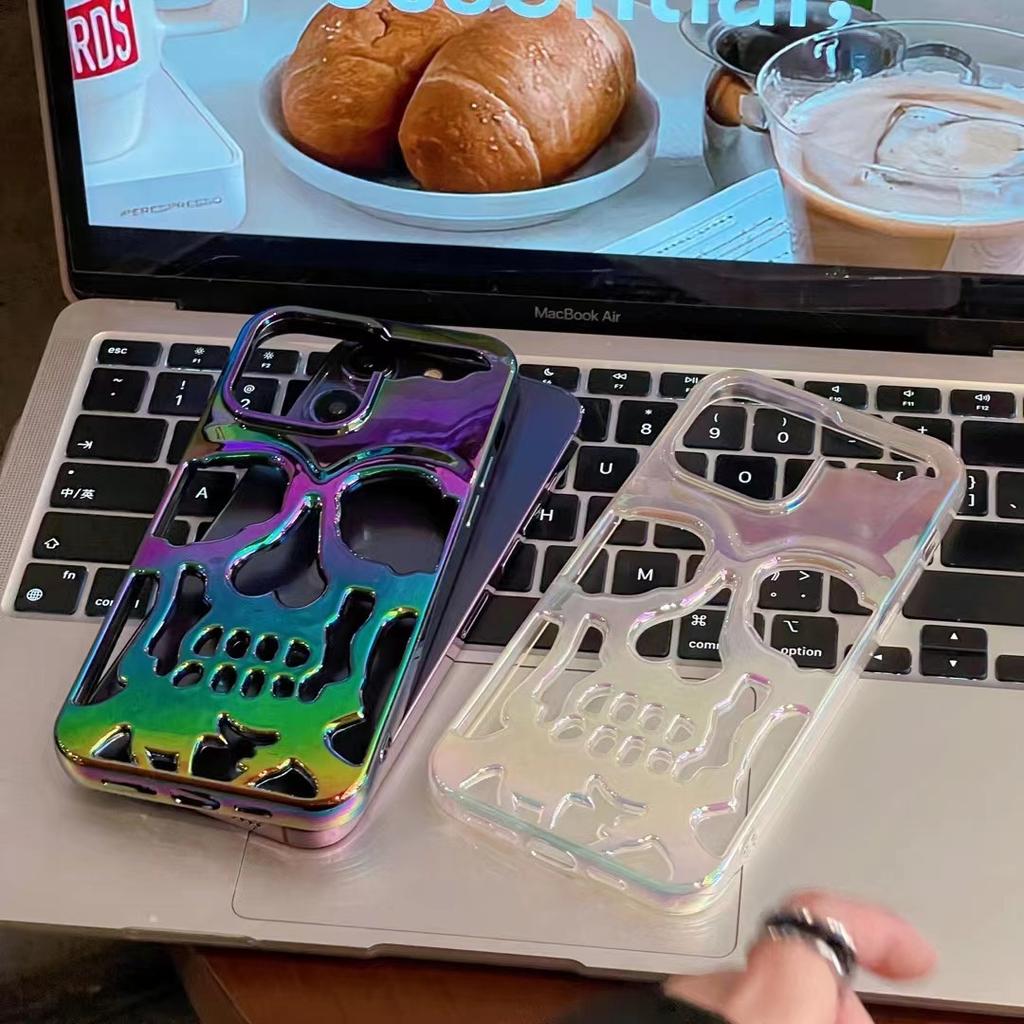 Роскошный чехол с изображением черепа скелета для iPhone 16 11 12 13 14 15 Pro Max, противоударный чехол для телефона с камерой и полной защитой