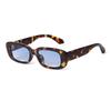 Classic Vintage Tortoiseshell Blue Rectangle Sunglasses Women Men Retro Orange Lens Narrow Sun Glasses UV S7H