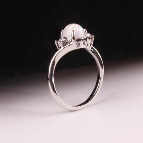 Женское кольцо изысканное овальное опаловое горный хрусталь украшение на безымянный палец