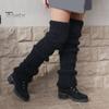 1 пара зимних носков до середины икры Уютные толстые вязаные однотонные противоскользящие теплые носки с ворсом Гетры JK Boots Чулки Чехлы для сапог Лолита Чехлы для подогрева ног