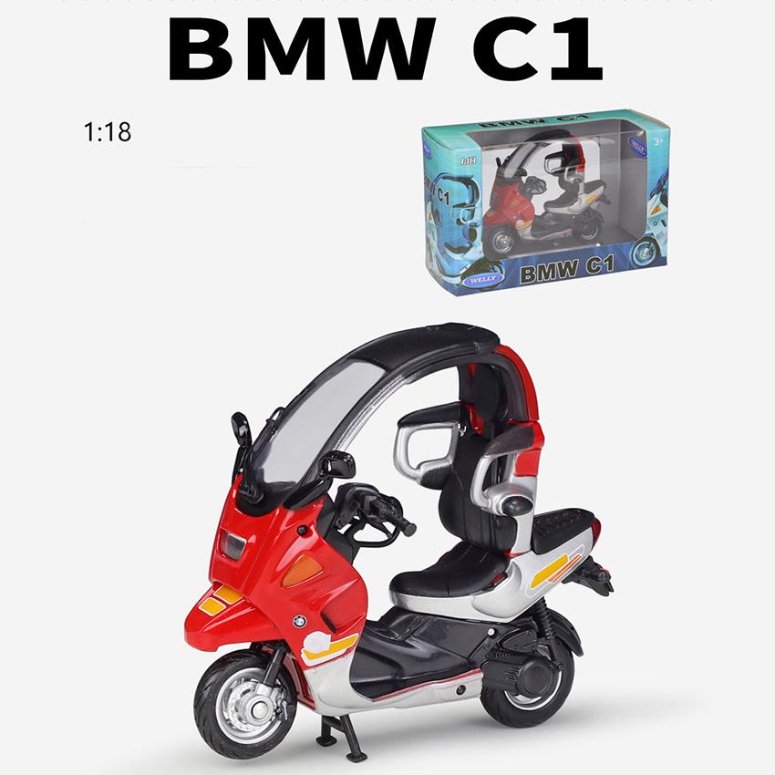 1/18 Scale Welly BMW C1 Alloy Motorcycle Model Diecasts Metal Toy Vehicles Motorcycle Model High Simulation Collection Childrens Gifts