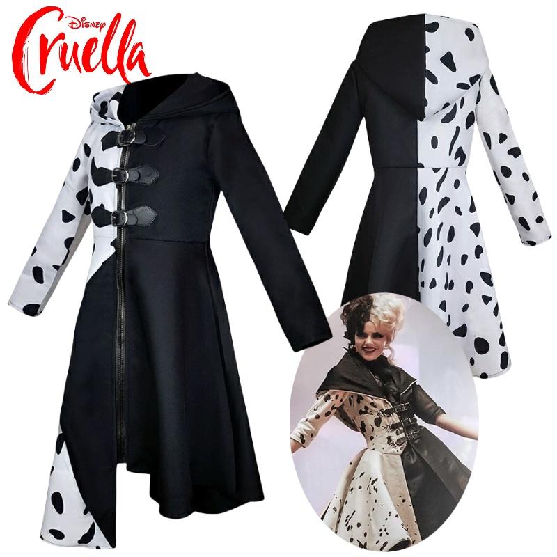 Cosplay Dress Inspired By 101 Dalmatians Black And White Witch Cruella De Vil