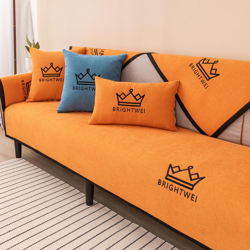 Чехлы для диванов, полотенец, чехлы для гостиной, чехлы для диванов с вышивкой в виде улыбки и букв, 1/2/3/4-местные чехлы для диванов, чехлы для диванов из синели