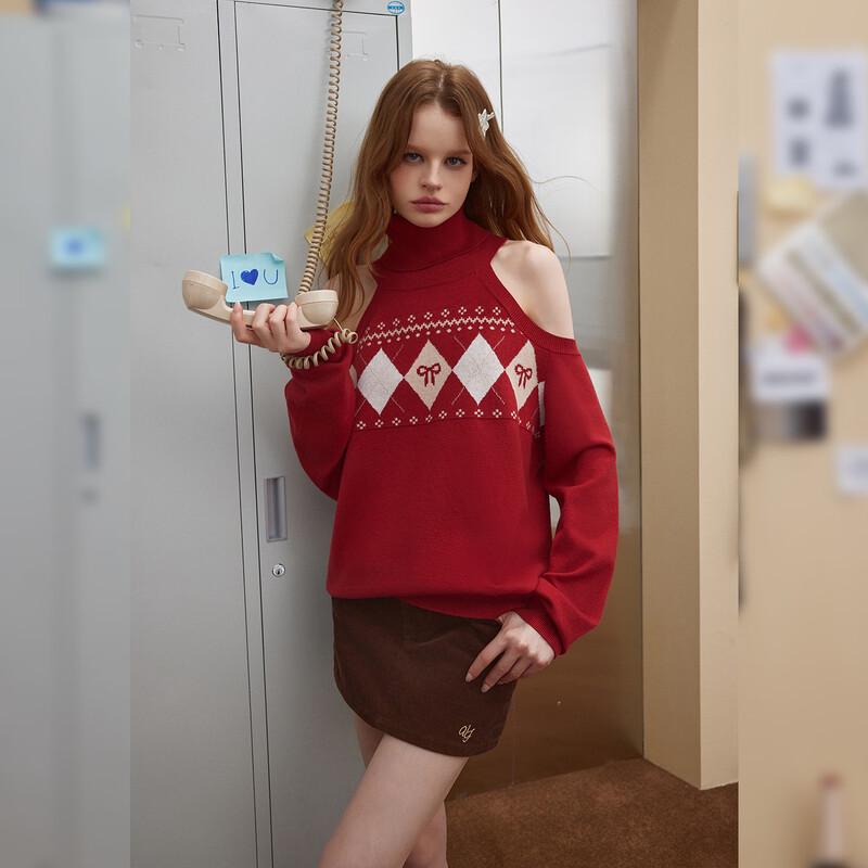 UNIFREE Retro Fair Isle High-Neck Pullover Sweater