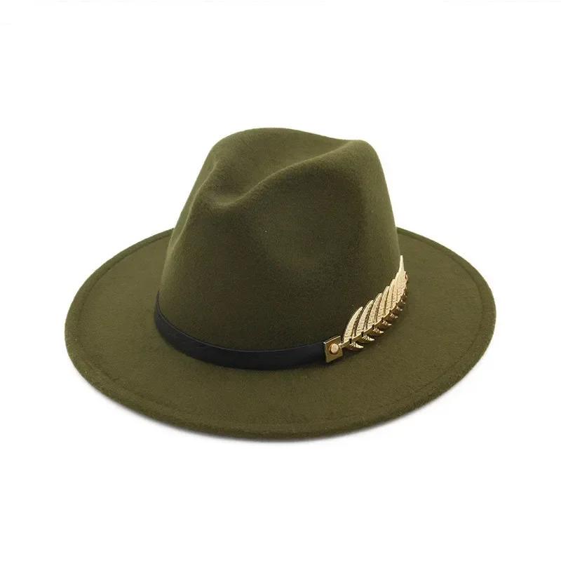 Fashion Metal Accessories Woolen Hat Jazz Hat Autumn and Winter Korean Version British Vintage Top Hats Acceessories