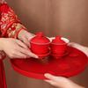 1Pcs Wedding Banquet Red Tray Festive Supplies Chinese Traditional Plate New Xi Tray