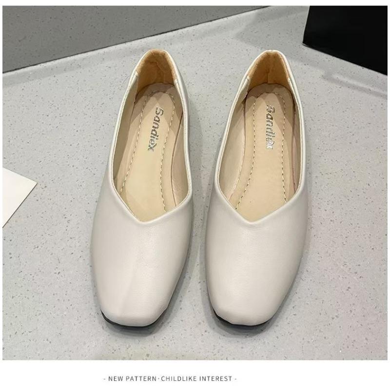 Large Size Square Toe Flat Shoes Women's Singles Shoes Women's Shallow Mouth Professional Women's Shoes Soft Soled Shoes