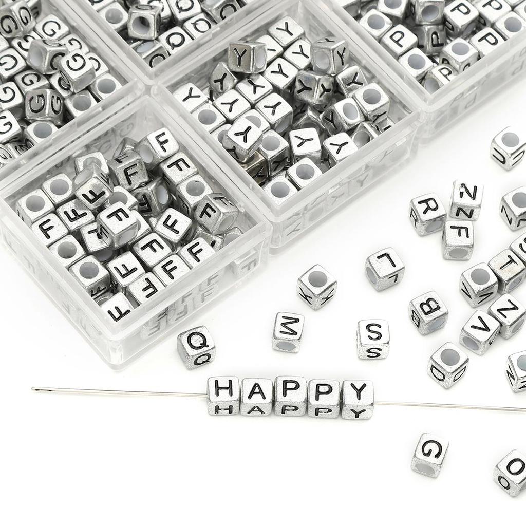 Acrylic English Letter Cube Beads For DIY Necklace Bracelet Earrings Jewelry Making Craft Accessories