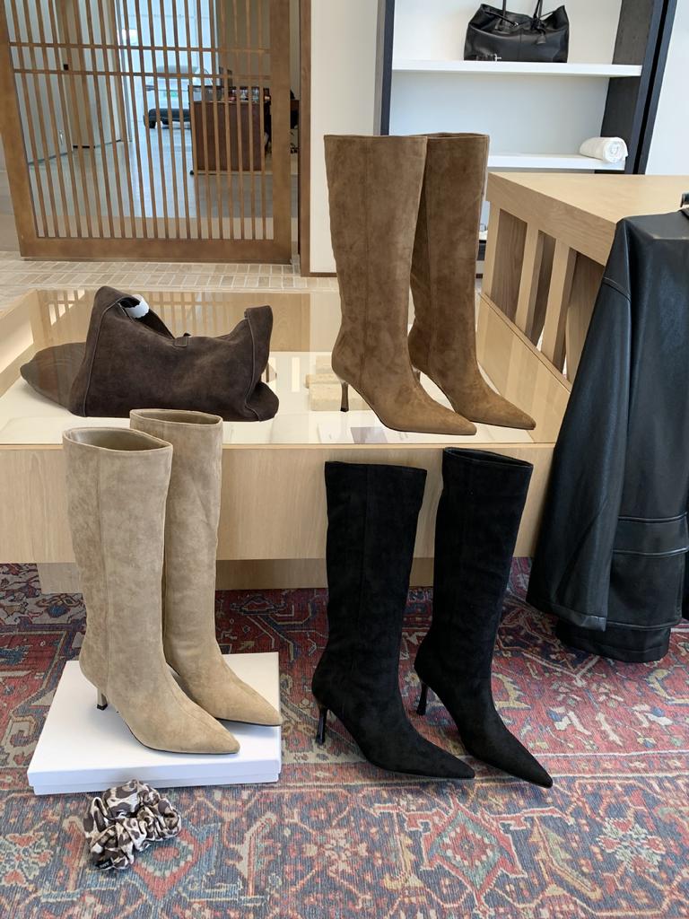 Retro Pointed Simple Suede Fashion High Heel Thin Heel Knight Boots But Knee Boots Women