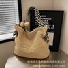 Simple and Fashionable Straw Bag, Beach Bag, Large-capacity Woven Tote Bag, Literary Shoulder Handbag.