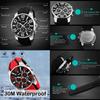 SKMEI Watch Silicone Stylish Casual Sports Big Face Arm Watch Waterproof Chronograph Brand Analog Gentleman Watch Date Fluorescent Luxury Present Red