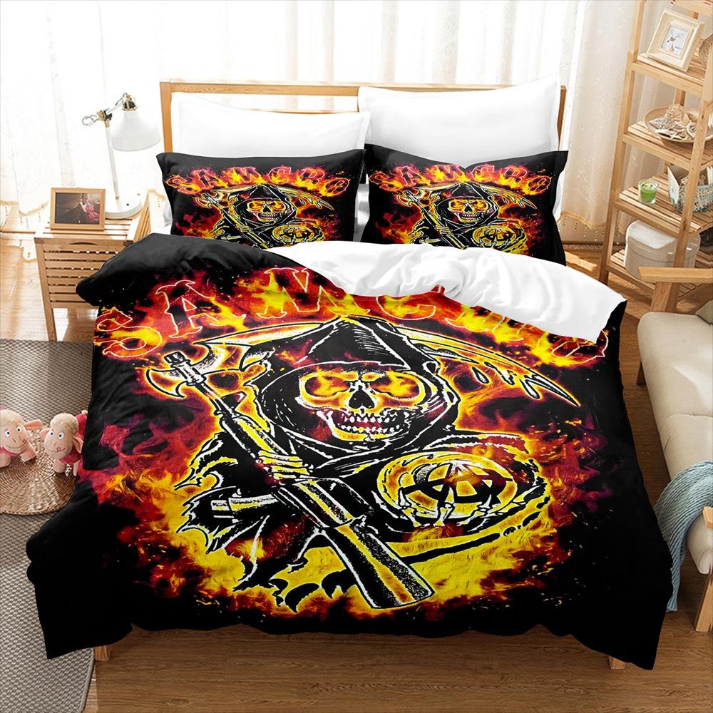 Комплект постельного белья на Хэллоуин, одеяло, 3 предмета, одеяло с 3D цифровой печатью черепа, комплект постельного белья с привидениями, украшения для детской спальни