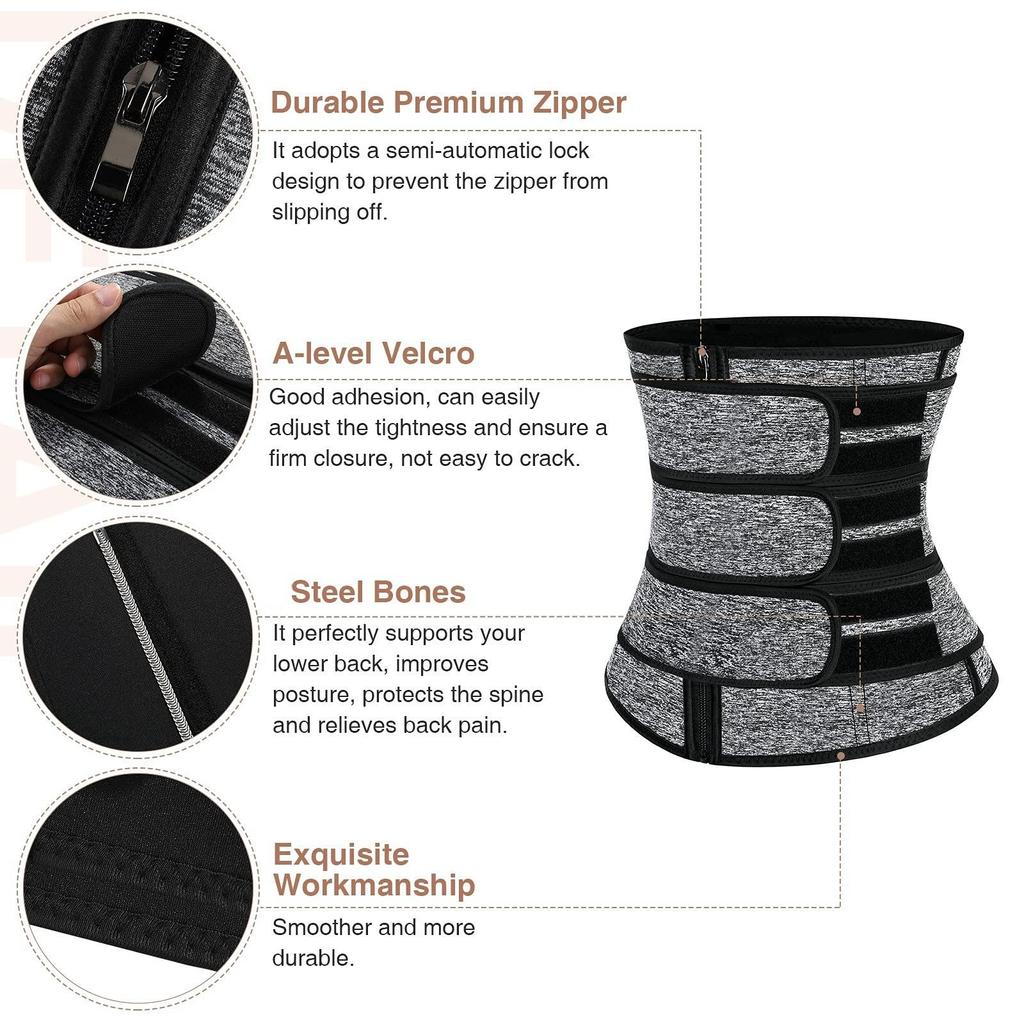 Waist Trainer for Women Waist Cincher Underbust Corset with 3 Adjustable Belts Tummy Control Body Shaper Workout Shapewear Fitness Trimmer Belt