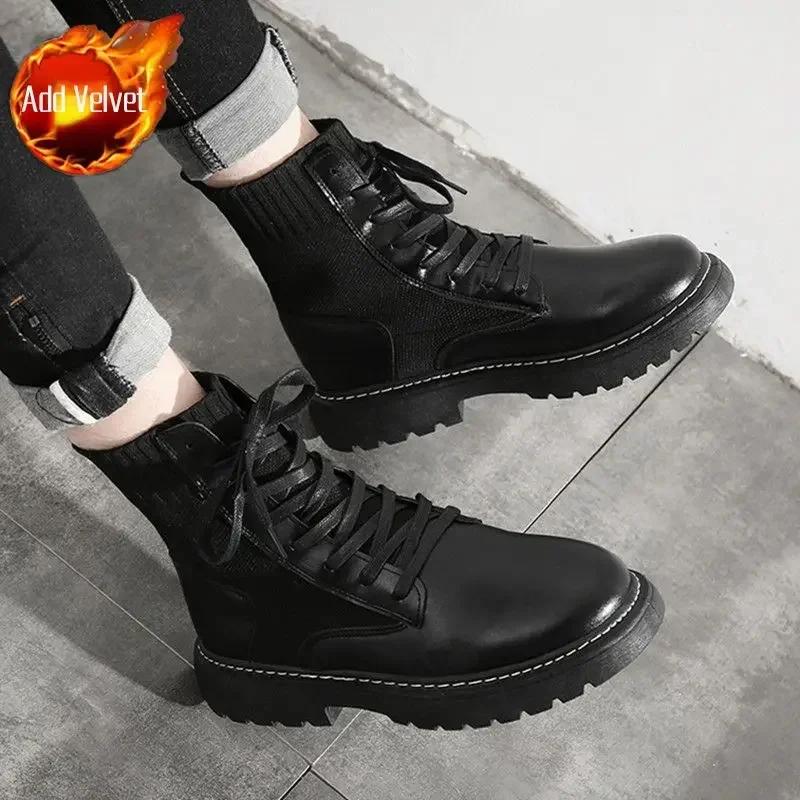 Модные трендовые 2025 с мехом теплые мужские ботинки зимние низкая цена дешевые размер 45 ретро дизайнерские нескользящие мужские туфли новое предложение по акции