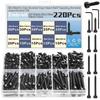 Zmbroll 220pcs M4 Hex Socket Head Cap Grade Black Carbon Hex Socket Sheet Metal Wood Screws with Wrench Self-Tapping Screws,