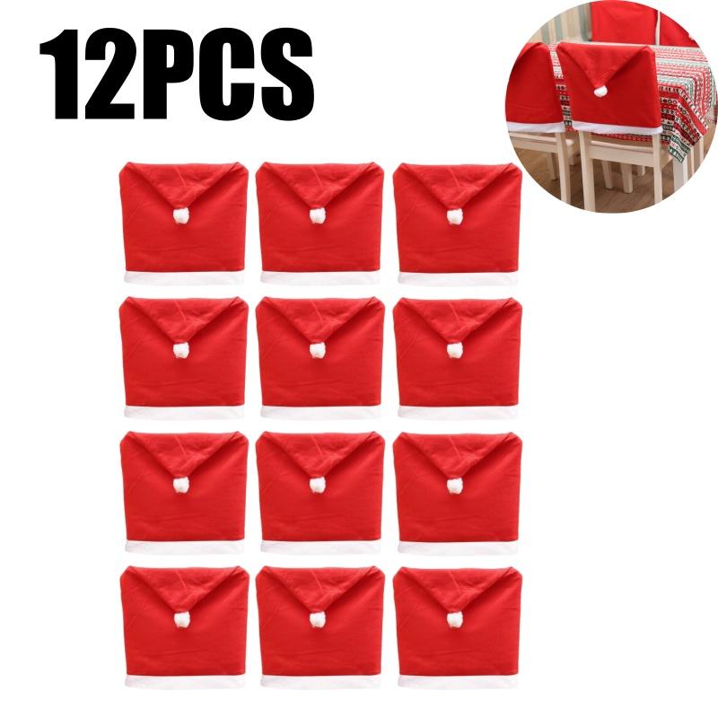 Красная шапка Санты Рождественские чехлы на стулья Растягивающиеся чехлы на обеденные стулья для Рождества Кухонный стол Праздничная вечеринка Домашний декор