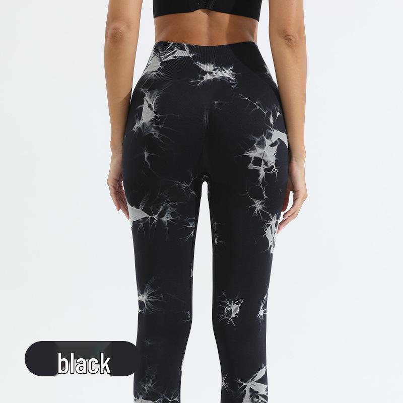 Women's Tie-Dye High Waist Yoga Pants - Seamless, High Elasticity, Hip Lift, Perfect for Running & Fitness.