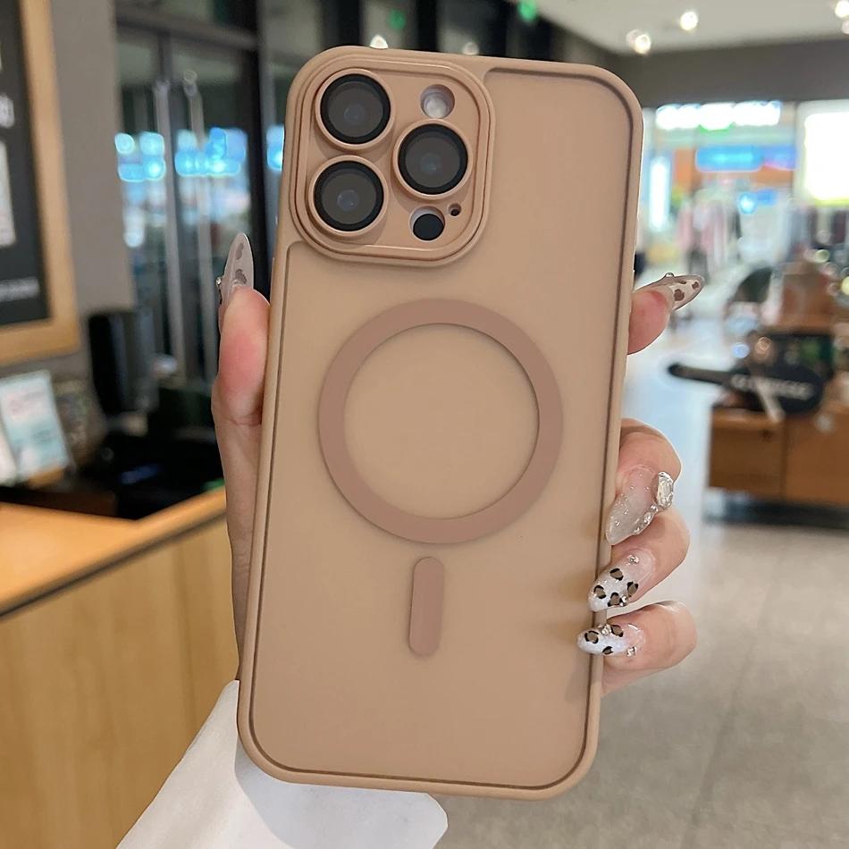 Чехол Desert Gold 16 для iPhone 16 13 15 14 Plus 11 12 Pro Max 15Pro 16Pro Max Магнитный Полупрозрачный Матовый Чехол с Защитой Камеры