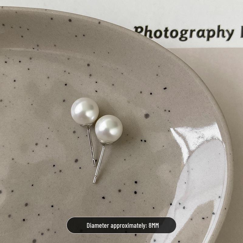 Серьги-пусеты Shi Jia Mantou с жемчугом люкс из серебра 925 пробы для женщин 2024