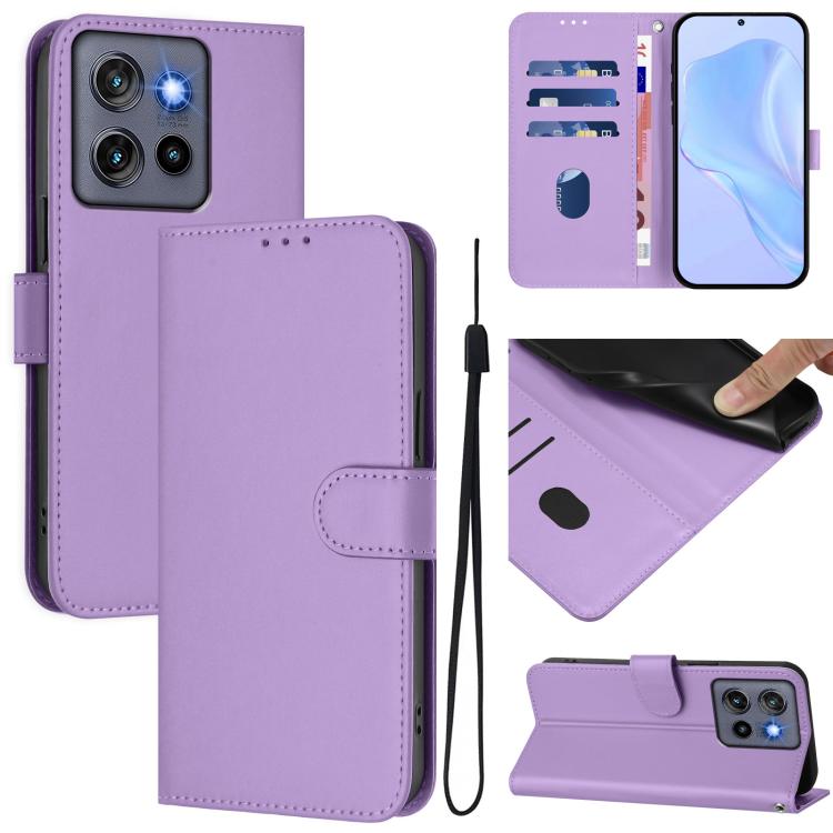 Кожаный чехол для телефона Skin Feel Solid Color с ремешком